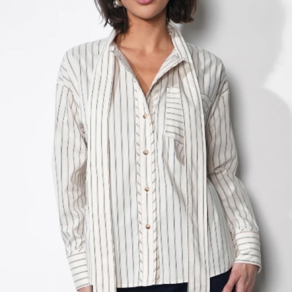 J. Crew Tops - J. Crew white and blue Striped Button-Down Shirt